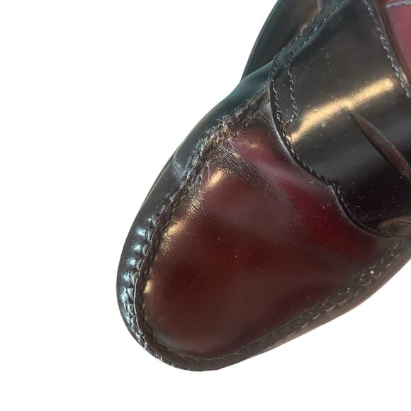 GH Bass & Co Weejuns Mens 9.5D Logan Flat Strap Loafers Wine Leather Slip-ons - Picture 9 of 10